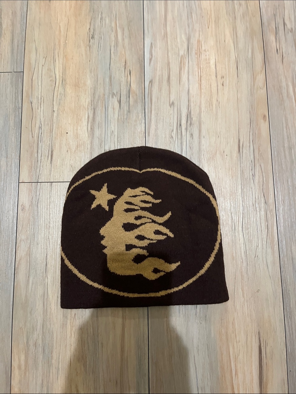 Brown and Tan Graphic Beanie Hat - Men